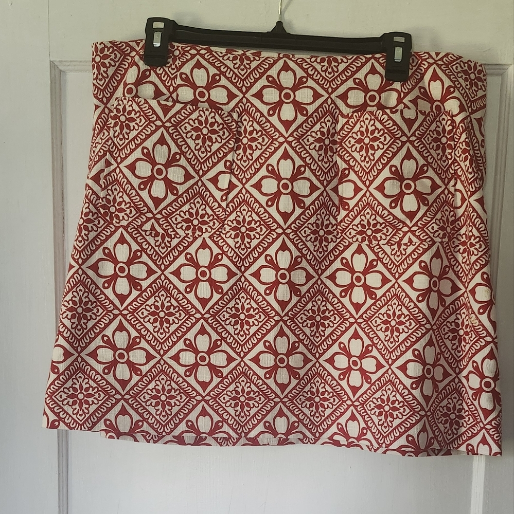 Boden White Red Skirt 14